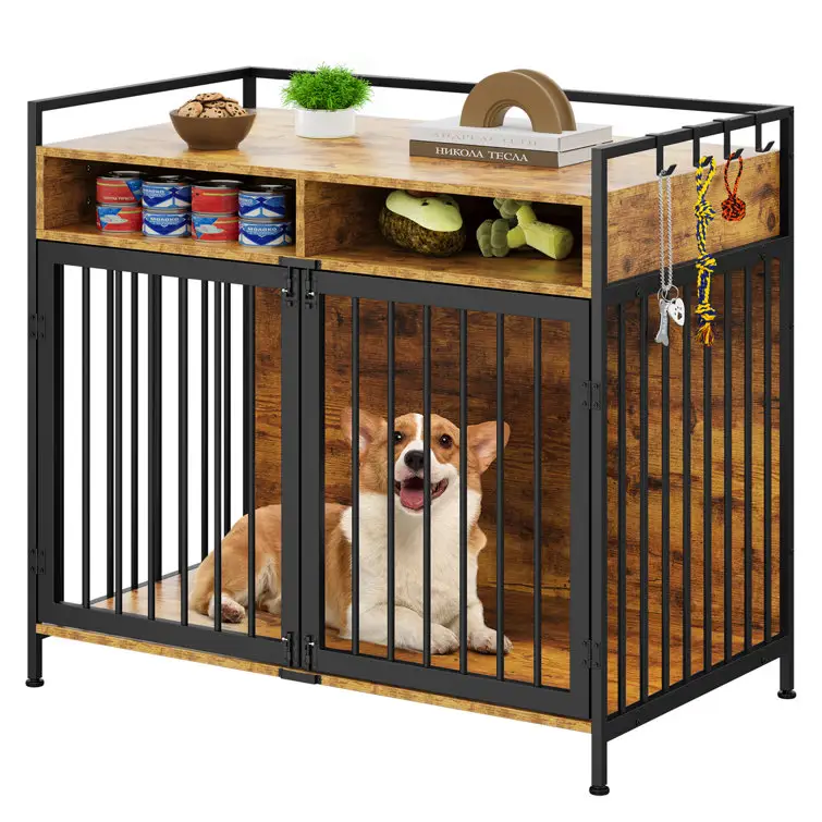 Cage pour animaux de compagnie en bois personnalisée Offres Spéciales décoration de chenil pour chien Cage pour chien d'intérieur adaptée aux chiens de petite et moyenne taille