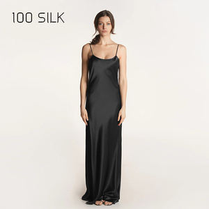 Gaun Sutra Mewah Panjang Elegan Wanita Terlaris, Bernapas, Lembut, Tanpa Punggung, Tali Tanpa Lengan, Pakaian Tidur, Tali Panjang Seksi - Product Image 5