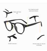 Lunettes de vue Conchen 2026 à monture ronde en PC avec verres plats, style classique, monture optique en PC à clous de riz