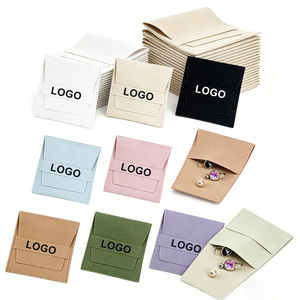 Pochettes à bijoux promotionnelles IDEA GIFT, logo personnalisé, faux daim, sacs à bijoux personnalisés, sacs de rangement anti-poussière, emballages pour bijoux - Product Image 1