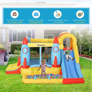 Outsunny 4-in-1 Large Outdoor Inflatable <b>Castle</b> Dual <b>Slides</b> Climbing Wall Trampoline Water Pool 120kg/264lbs Capacity 3-8 - Product Image 5