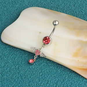 แหวนสะดือแบบยาวสีชมพู ขายส่ง 50 ชิ้น ปีกนางฟ้า เครื่องประดับเจาะสะดือ ชุดเจาะสะดือสำหรับผู้หญิง - Product Image 4