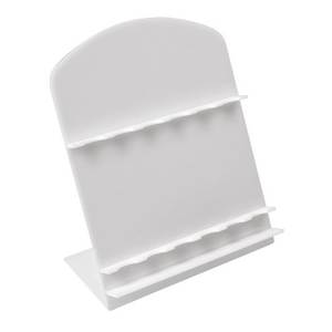 Soporte de exhibición de acrílico blanco para bolígrafos como portalápices o organizador de escritorio con patrones cuadrados y triangulares - Product Image 2