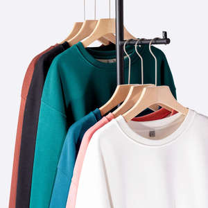 H5592 Guangzhou Vendor Wholesale Custom Heavyweight 430 Gsm 100% Cotton Fleece Lined <b>Crewneck</b> <b>Sweatshirts</b> for <b>Men</b> - Product Image 4