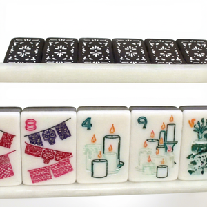 Jeu de tuiles de Mahjong américaines en acrylique, pliable, design moderne de luxe, motif tête de mort, pièces de jeu de Mahjong personnalisées imprimées pour les jeux de société - Product Image 1