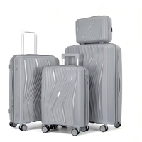 Ensemble de valises trolley modernes argentées, valises rigides emboîtables pour cosmétiques, 4 pièces, sacs de transport brillants en polyester imperméable, vente en gros