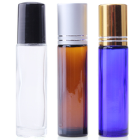 Flacon à bille en verre pour huile essentielle rechargeable de 5 ml, 10 ml, 15 ml, étanche, transparent, ambré, flacon de parfum à bille, flacon de test