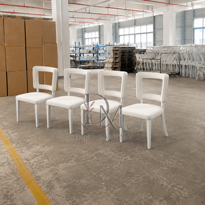 Modern Rectangular Open Back Stainless Steel Wedding Dining Chair with <b>White</b> <b>Cushion</b> for Hotel Banquets Wholesale Seating - Product Image 3