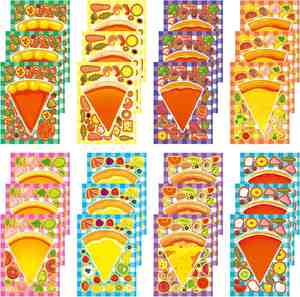 8-Piece Pizza <b>Face</b> Stickers DIY Craft Kit for Birthday Parties Classroom Rewards & Gifts-Paper Material Mix Match Design - Product Image 1