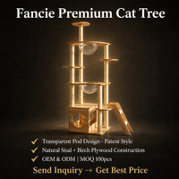Arbre à chat multi-niveaux en bois de bouleau, conforme REACH, écologique, antidérapant, avec boule transparente, griffoir en sisal, pour intérieur