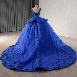<b>Red</b> Sparkly Lace Applique Embroidery Tiered Wedding Gowns Off the Shoulder Quince Dress Rsm231075 - Product Image 4