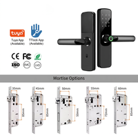Serrures intelligentes numériques avec empreintes digitales, mot de passe, RFID 5050/4585, serrure à mortaise, serrure de porte intelligente WiFi Tuya Alexa Ttlock avec poignée