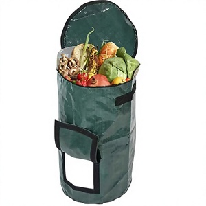 Bac à compost de jardin de 34 gallons, <span class=keywords><strong>engrais</strong></span> organique, couvercle fermenté, pliable, pour l'entretien des feuilles et des pelouses, conteneur de jardinage (vert) PE - Product Image 1