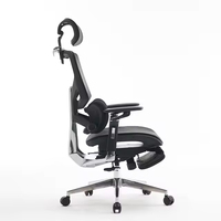 Chaise de bureau ergonomique moderne avec base entièrement en aluminium, accoudoirs 6D et repose-pieds en maille