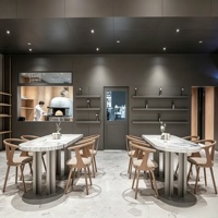 Aménagement complet de restaurant, mobilier sur mesure, design d'intérieur, présentoir commercial, comptoir de bar, décoration, rénovation de magasin