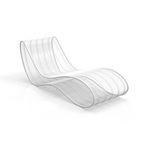 Chaise longue d'extérieur moderne et simple en acier inoxydable, non pliable, imperméable et résistante aux UV, pour hôtel, resort et piscine - Product Image 5