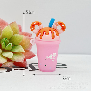 QYS Wholesale 3D Cartoon Milk Tea Cup Keychain Soft PVC Rubber Ice Cream Pendant Cute Colorful <b>Key</b> <b>Ring</b> for <b>Car</b> Bag and Gift - Product Image 3
