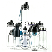 Bouteille d'eau personnalisée en plastique/verre Tritan. Plusieurs styles. Sans BPA. Étanche aux fuites. Durable. pour la gym, les sports et les activités de plein air.