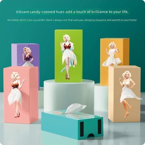 Caja de pañuelos de plástico multiusos con diseño de chica <span class=keywords><strong>anime</strong></span> y falda esponjosa, estilo de lujo ligero, para escritorio - Product Image 2