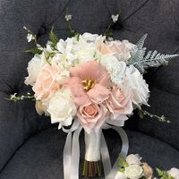 Buket Pengantin Minimalis Vintage Bunga Mawar Buatan, Hadiah Pertunangan & Perlengkapan Foto
