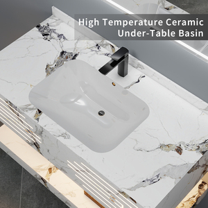 Ensemble de meuble-lavabo mural intelligent moderne avec miroir, en céramique sans joint, résistant à l'eau, avec éclairage LED intégré, pour hôtel et villa - Product Image 5