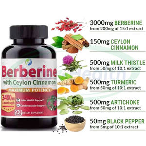 Cápsulas de Extracto Herbal Ausreson 1000MG 500MG Berberina Hcl, Suplementos de Berberina con Canela de Ceilán - Product Image 4