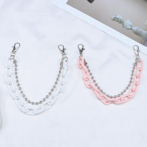 Cadena de acrílico para bolso con cuentas metálicas, blanca, rosa, multicolor, para mujer y hombre, accesorio de moda, dije para bolso DIY, otoño 2024 - Product Image 1