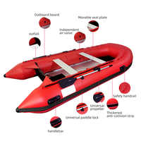 Bateau gonflable rouge-Bateau de pêche portable pour 3 personnes avec pompe à air et rames, léger pour le camping et les sports nautiques