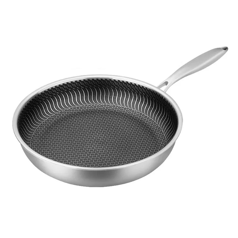 Meisite Personalizado panelas de aço inoxidável honeycomb fry pan Alta qualidade antiaderente cozinhar wok pan