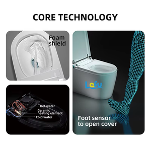Venta superior Asiento grande en forma de U Montado en el suelo Artículos sanitarios inteligentes Barato Automtiac Cerámica WC Baño Inodoro inteligente Inodoro - Product Image 5