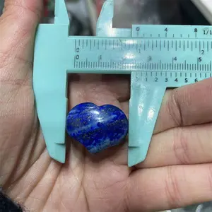천연 25mm 크리스탈 사랑 돌 도매 carv 보석 파란색 청금석 크리스탈 하트 펜던트 선물