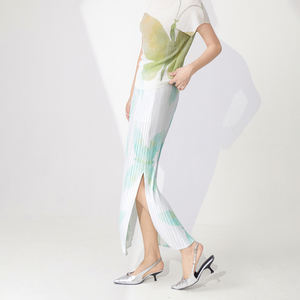 Jupe plissée fendue décontractée pour femme, taille naturelle, longue, droite, respirante, écologique, vente directe d'usine - Product Image 5