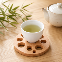 Sous-verre créatif en bois de hêtre massif, design unique en forme de racine de lotus, support de tasse à café isolant thermiquement, idéal pour offrir en cadeau