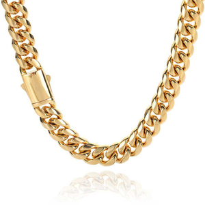 Collar de Cadena Gruesa Chapado en Oro de 18K, Acero Inoxidable 316L Hipoalergénico, Cierre en Blanco, Tamaños Surtidos, Unisex, Estilo Punk para Fiestas - Product Image 1