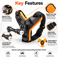 Kit de fixation mentonnière pour casque de moto avec sangles réglables et support de téléphone pour caméras d'action et smartphones