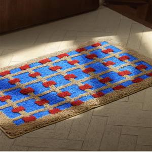 Tapis de bain floqué géométrique simple, motif rectangulaire, 1 pièce, absorbant, séchage rapide, tapis de sol pour la maison, paillasson d'entrée - Product Image 4