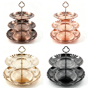 Support à gâteaux moderne en acier inoxydable, 2 ou 3 étages, plateau à fruits secs, plateau de service, support à cupcakes en métal galvanisé - Product Image 3