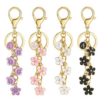 Gantungan Kunci Huruf Abjad 26 dari Paduan Seng, Motif Bunga Daisy dan Sakura, Lucu, Ringan, Trendi, Aksesoris Tas, Hadiah