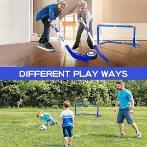 Jeu de buts de ballon de football de hockey stationnaire rechargeable 3 en 1 Jouet de sport flottant à DEL pour enfants avec 2 buts - Product Image 3