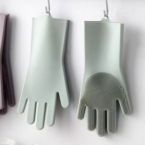 <b>Silicone</b> Heat-Resistant <b>Dishwashing</b> Gloves <b>Scrubber</b> Medium Thickness Kitchen Washing Gloves Cleaning Brush Sponge Winter - Product Image 5