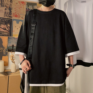 Haut tricoté personnalisable style streetwear d'été pour couple, effet deux-pièces, en <span class=keywords><strong>polyester</strong></span>/<span class=keywords><strong>coton</strong></span>, coupe oversize et col rond, avec logo personnalisé - Product Image 5