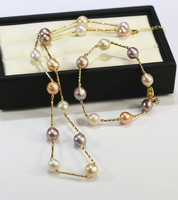 Feirun 9-10mm AA + Edison Baroque Réel Naturel Cauri Shell Bijoux Perle D'eau Douce Bracelet Perle Perle Bracelet pour Femmes