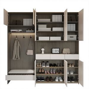 ตู้เก็บรองเท้าไม้ทันสมัย แข็งแรงทนทาน พร้อมบานประตู สำหรับบ้าน ห้องนั่งเล่น โรงแรม/อพาร์ตเมนต์ ทางเข้าบ้าน เฟอร์นิเจอร์จัดเก็บของ Huipinju - Product Image 1