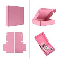 Coffret cadeau plat rose avec logo personnalisé, emballage en carton, boîte postale pliable pour vêtements, chaussures et sous-vêtements