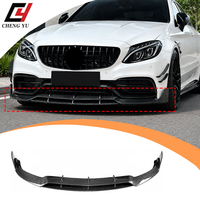 Lèvre de pare-chocs avant aspect fibre de carbone pour Mercedes Benz W205 Classe C C63 C63s Coupé 2015-2021 Kit séparateur avant ABS noir brillant