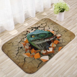 Alfombra de suelo con estampado de dinosaurios y animales, de franela para el hogar, lavable, con estampado de alta definición, antideslizante, absorbente - Product Image 2