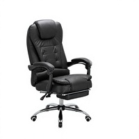 Chaise de bureau de direction à dossier haut en cuir PU noir, siège de bureau inclinable réglable