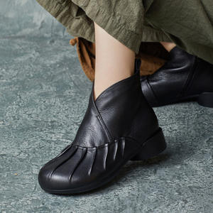 Bottes pour hommes en cuir de vachette, style britannique, faites à la main, à lacets, à talon bloc, pour l'automne et l'hiver - Product Image 4