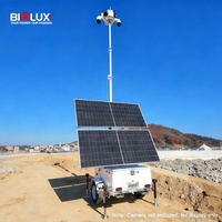 Système de caméra de sécurité BIGLUX HiSOLO, remorque de sécurité solaire mobile avec batterie au lithium et mât électrique pour événements en plein air