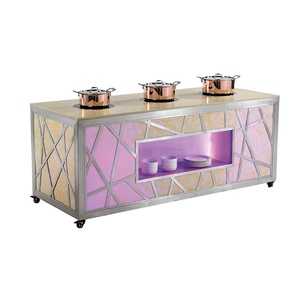 Mobiliario italiano LED para eventos ruedas mármol piedra TOP Hotel Mesa buffet con calentadores <span class=keywords><strong>de</strong></span> <span class=keywords><strong>comida</strong></span> Mesa buffet <span class=keywords><strong>de</strong></span> inducción - Product Image 1